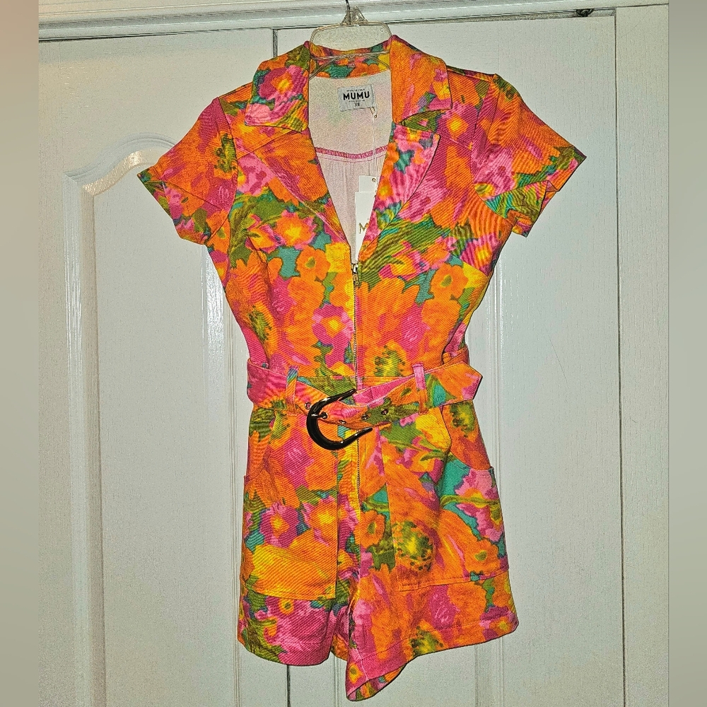 🧡 New w/ Tags! Show Me Your MuMu "Miss Malibu" Belted Outlaw Romper, XS
